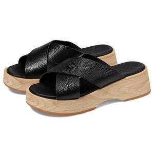 NEW Gentle Souls Women's Orion Crisscross Slip On Platform Sandal Size 10M Black